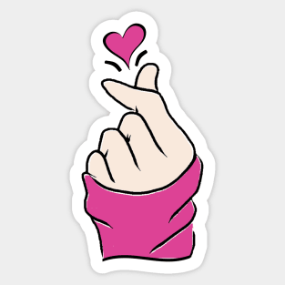 Cute Heart Hot Pink Korean Love Finger Snap Gifts Sticker